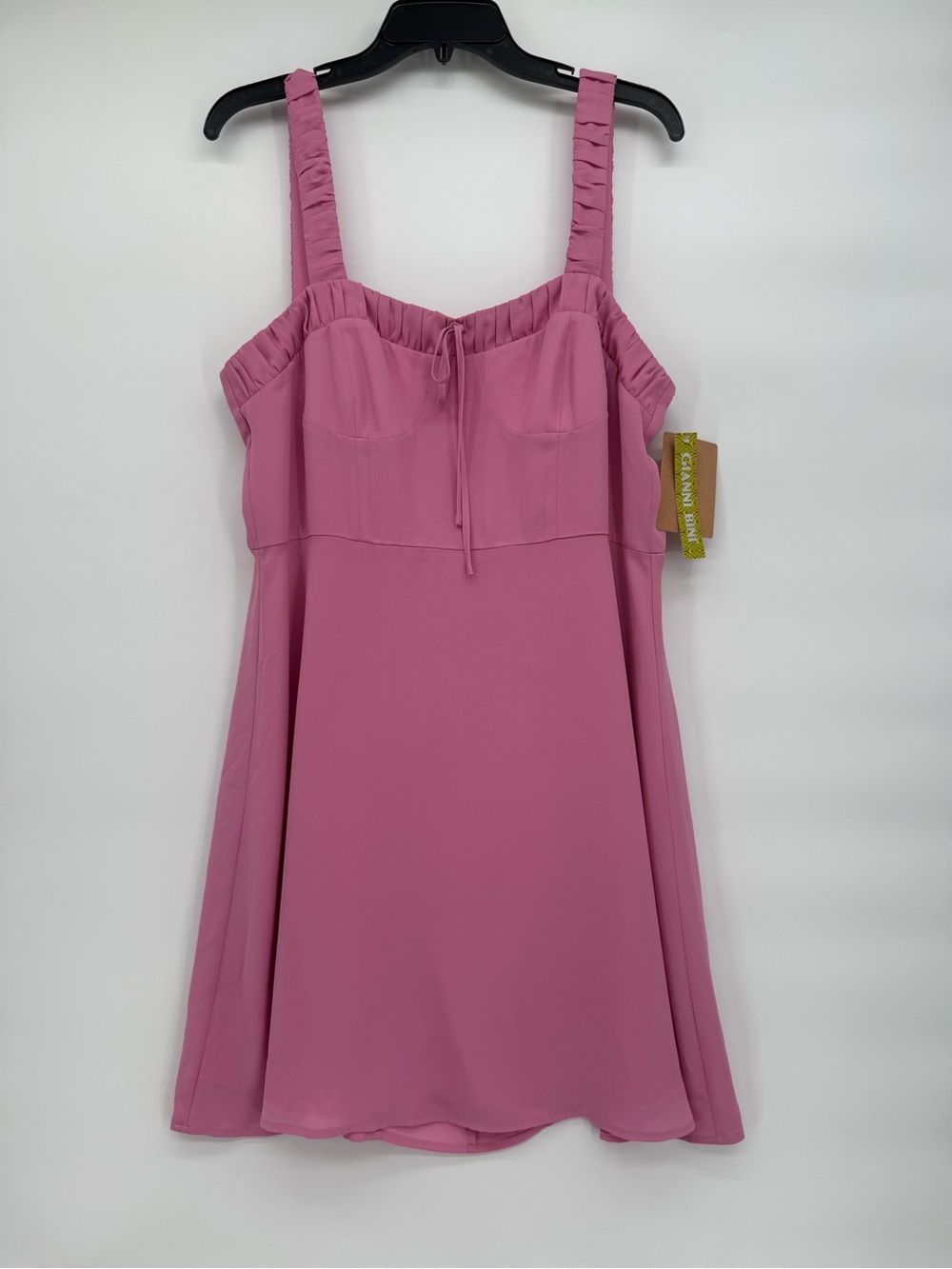 Gianni Bini Bubblegum Pink Ruffled Tie Front Strap A-Line Mini Dress